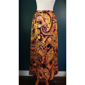 Vintage 60s 70s Handmade Quilted Maxi Paisley Psychedelic Funky Mod Retro XS